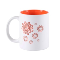 Кружка KULMER, белый с оранжевым, 350мл, 9,6х8,2см, тонкая керамика