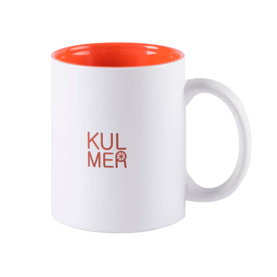 Кружка KULMER, белый с оранжевым, 350мл, 9,6х8,2см, тонкая керамика