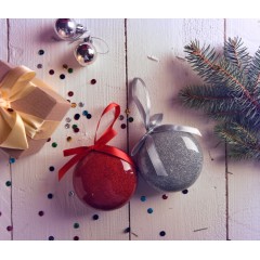 Елочное украшение ПРАЗДНИК, плоское, красный, пластик, D8 см,