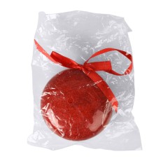 Елочное украшение ПРАЗДНИК, плоское, красный, пластик, D8 см,