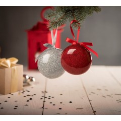 Елочное украшение ПРАЗДНИК, плоское,  серебристый,  пластик, D8 см, тампопечать