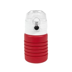 Бутылка для воды складная с карабином SPRING, красная, 550/250 мл,  силикон