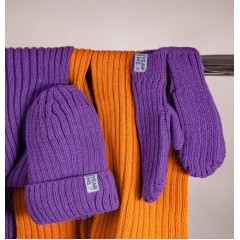 Шапка бини вязаная НАСВЯЗИ©, оранжевый, 30% шерсть,70% акрил