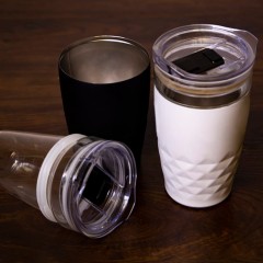 Термокружка вакуумная "Cristal", черный, 350 мл, металл, стекло