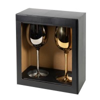 Бокалы для вина 2 штуки MOON&SUN, золотой и серебяный, 22,5х24,8х11,9см, стекло