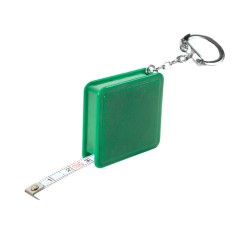 Брелок-рулетка (1 м), зеленый, 4х4х1 см, пластик