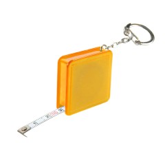 Брелок-рулетка (1 м), желтый, 4х4х1 см, пластик