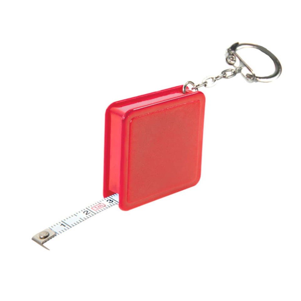 Брелок-рулетка (1 м), красный, 4х4х1 см, пластик