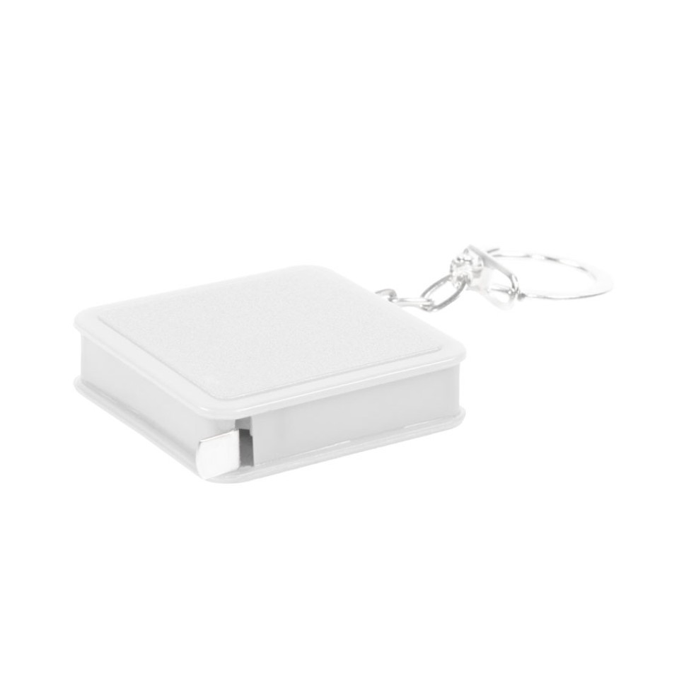 Брелок-рулетка (1 м), белый, 4х4х1 см, пластик