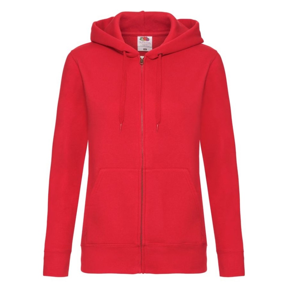 Толстовка "Lady-Fit Hooded Sweat Jacket", красный_XS, 75% х/б, 25% п/э, 280 г/м2