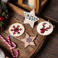 Украшение новогоднее "Starry", 10,5*9 cм, фанера, бежевый,белый