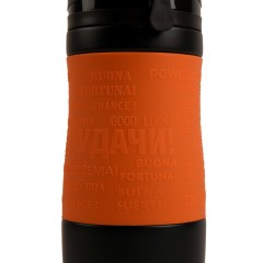 Термокружка вакуумная "УДАЧА",  400 мл, оранжевый, металл/силикон