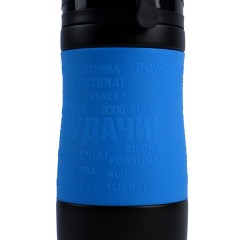 Термокружка вакуумная "УДАЧА",  400 мл,  синий, металл/силикон