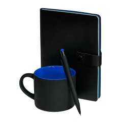 Набор подарочный DYNAMIC: кружка, ежедневник, ручка,  стружка, коробка, черный/синий