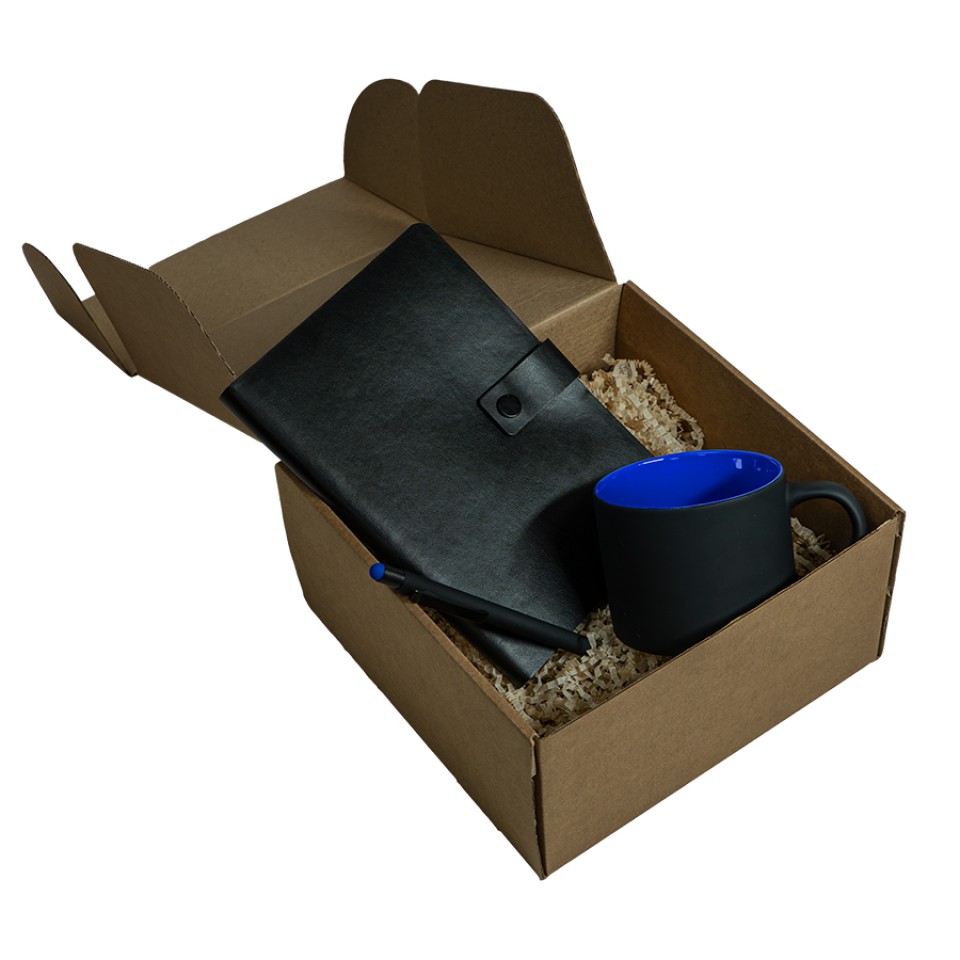 Набор подарочный DYNAMIC: кружка, ежедневник, ручка,  стружка, коробка, черный/синий