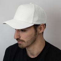 Бейсболка "Boston", 5 клиньев, металлическая застежка, белый, 100% хлопок,плотность 350 г/м2