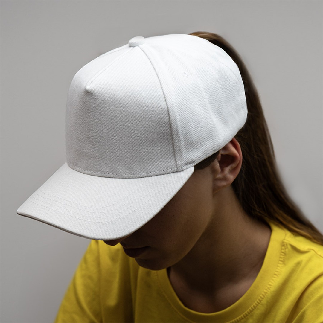 Бейсболка "Boston", 5 клиньев, металлическая застежка, белый, 100% хлопок,плотность 350 г/м2