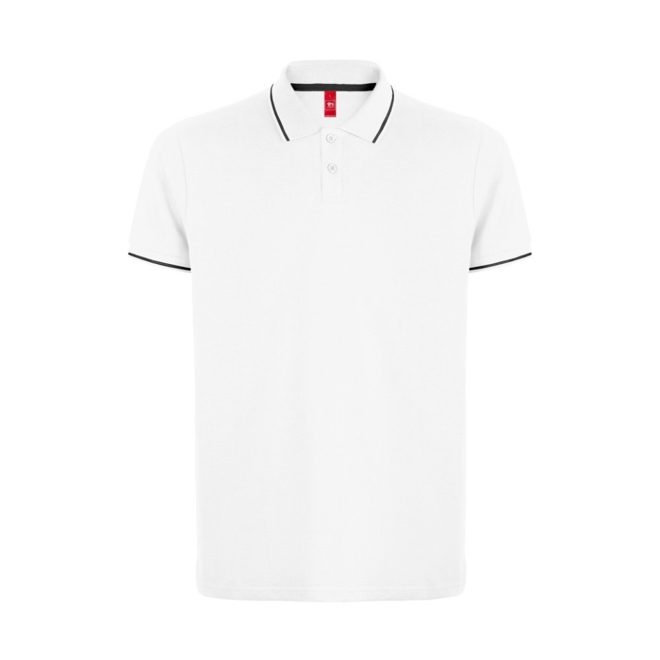 Рубашка-поло мужская SPECTRUM, к/р, белый/черный, M, 100% хлопок, плотность 195 г/м2