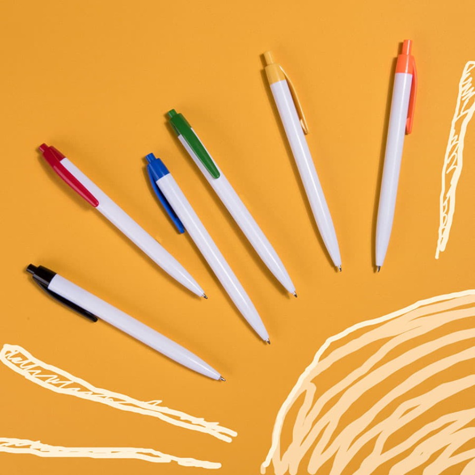 N8, ручка шариковая, белый/желтый, пластик