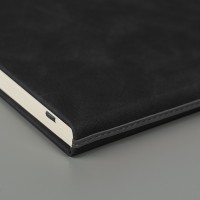 Ежедневник недатированный Muse,черный, формат А5, с декоративной серой полосой, блок в линейку