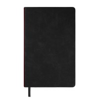 Ежедневник недатированный Muse, черный, формат А5, с декоративной красной полосой, блок в линейку