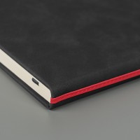 Ежедневник недатированный Muse, черный, формат А5, с декоративной красной полосой, блок в линейку