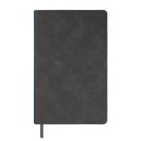 Ежедневник недатированный Muse, темно-серый, А5, с бирюзовой декоративной полосой, блок в линейку