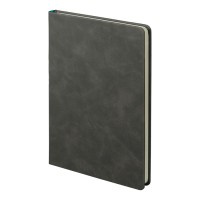 Ежедневник недатированный Muse, темно-серый, А5, с бирюзовой декоративной полосой, блок в линейку