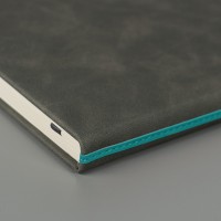 Ежедневник недатированный Muse, темно-серый, А5, с бирюзовой декоративной полосой, блок в линейку