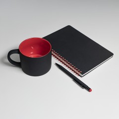 Набор подарочный FLAME: блокнот, ручка, кружка, черный/красный