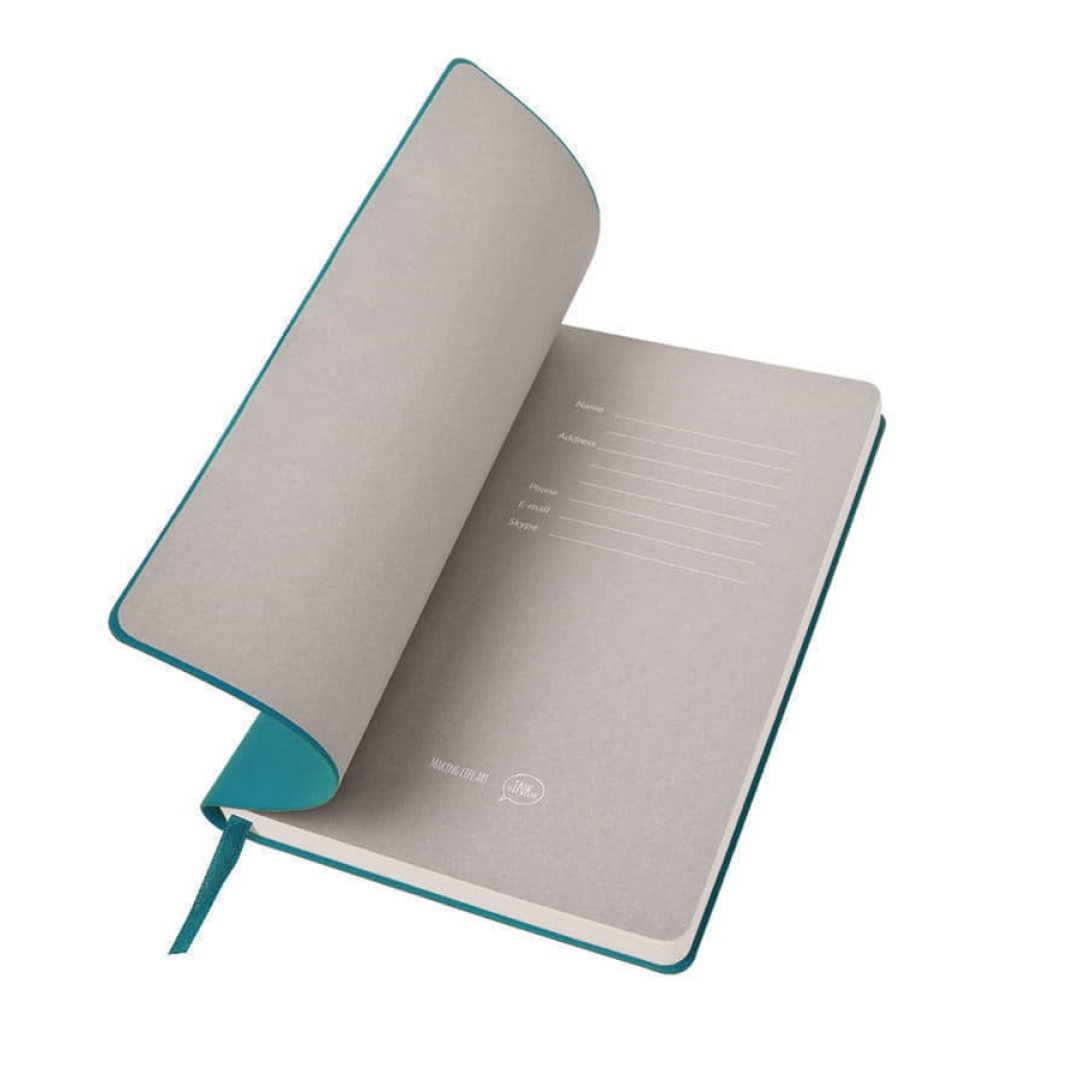 Бизнес-блокнот "Biggy", B5 формат, бирюзовый, серый форзац, мягкая обложка, в клетку
