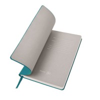 Бизнес-блокнот "Biggy", B5 формат, бирюзовый, серый форзац, мягкая обложка, в клетку