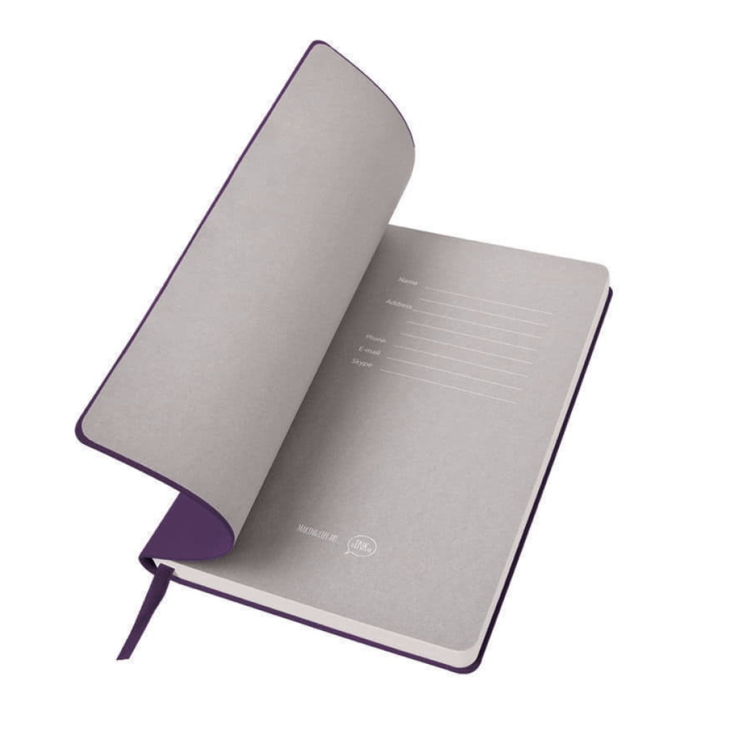 Бизнес-блокнот "Biggy", B5 формат, фиолетовый, серый форзац, мягкая обложка, в клетку