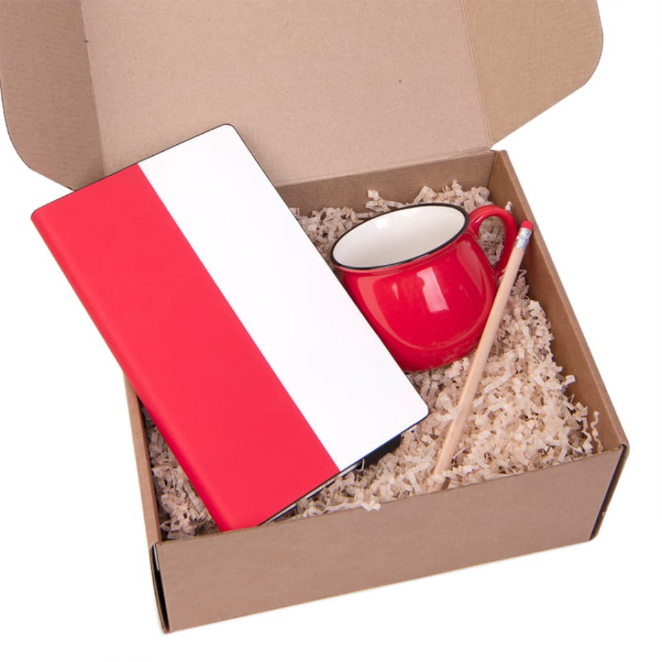 Подарочный набор LAST SUMMER: бизнес-блокнот, кружка, карандаш чернографитный, красный