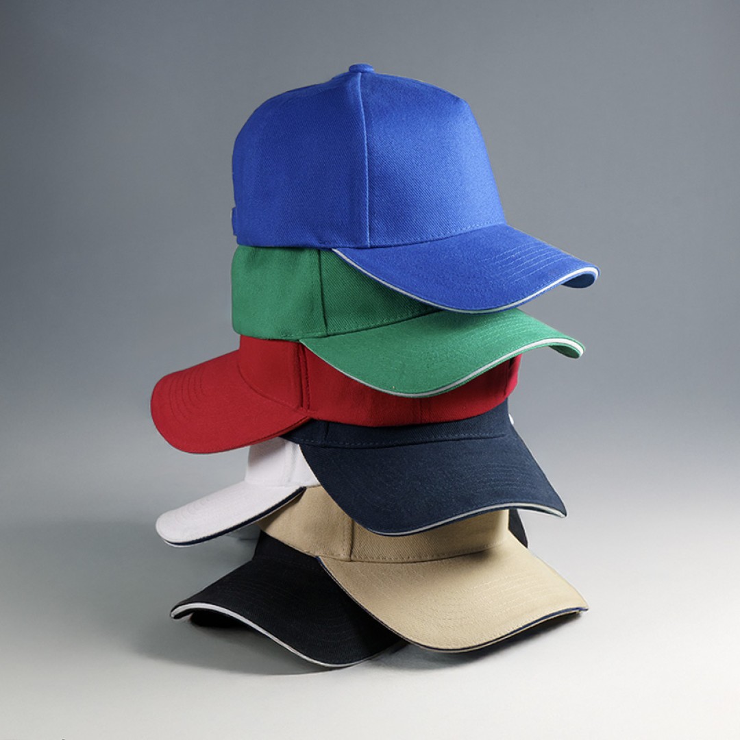 Бейсболка "Cover Sandwich", 5 клиньев, металлическая застежка, беж. + т.синий, 100% хлопок, 370 г/м2