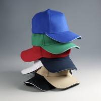 Бейсболка "Cover Sandwich", 5 клиньев, металлическая застежка, беж. + т.синий, 100% хлопок, 370 г/м2