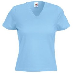 Футболка "Lady-Fit V-Neck T", небесно-голубой_M, 95% х/б, 5% эластан, 210 г/м2