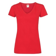 Футболка "Lady-Fit V-Neck T", красный_L, 95% х/б, 5% эластан, 210 г/м2