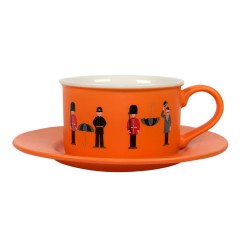 Чайная пара ICE CREAM, черный с белым кантом, 200 мл, фарфор