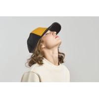 Бейсболка "RAPPER-S", 5 клиньев, пласт. заст, белый/жёлтый,100% переработанный полиэстер, 80 г/м2