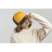 Бейсболка "RAPPER-S", 5 клиньев, пласт. заст, белый/жёлтый,100% переработанный полиэстер, 80 г/м2