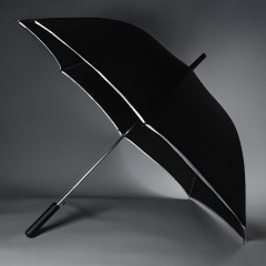 Зонт-трость "Reflect", механический, эпонж, чёрный со светоотражающей окантовкой в чехле с ручкой