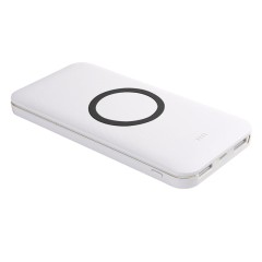 Универсальный аккумулятор с функцией беспроводной зарядки SATURN,белый с черным,15х7,3х1,2см