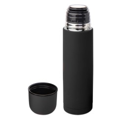 Термос SOFT, 500 мл, черный, нержавеющая сталь с прорезиненным покрытием