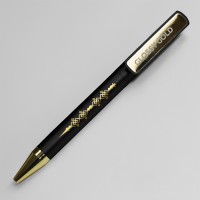 Ручка шариковая GLOSSY GOLD, черный металлик/золотой, пластик, металл