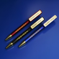 Ручка шариковая GLOSSY GOLD, синий металлик/золотой, пластик, металл