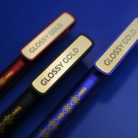Ручка шариковая GLOSSY GOLD, синий металлик/золотой, пластик, металл