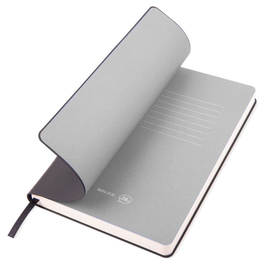 Бизнес-блокнот FUNKY, 130*210 мм, черный, серый форзац, мягкая обложка, в линейку