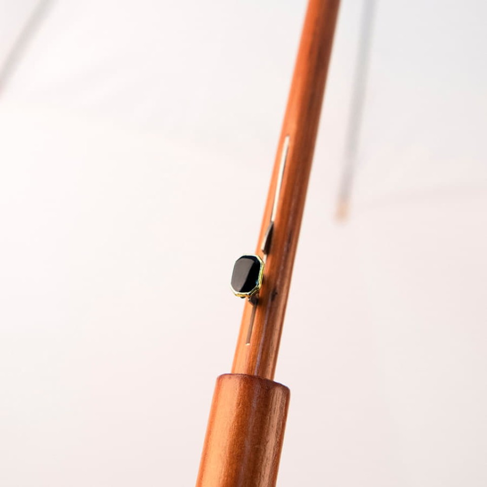 Зонт-трость с деревянной ручкой, полуавтомат, белый, D=103 см, L=90см, полиэстер