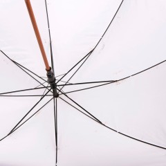 Зонт-трость с деревянной ручкой, полуавтомат, белый, D=103 см, L=90см, полиэстер